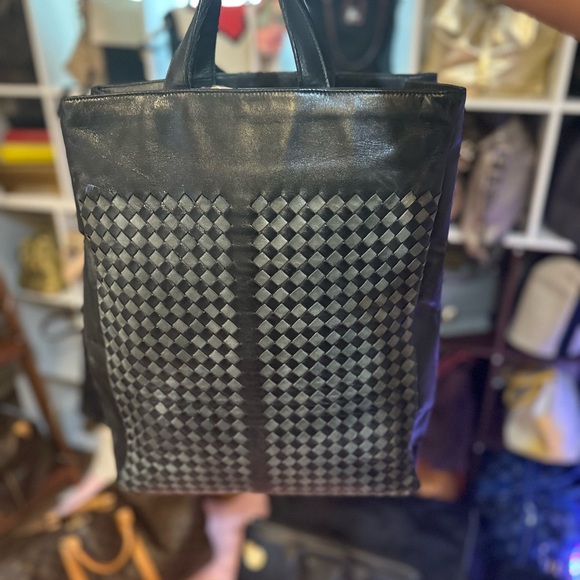 Bottega Veneta Black Woven Backpack - Picture 1 of 8